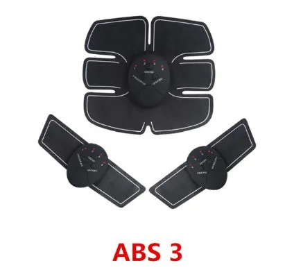 Black smart EMS abdominal muscle toning patch with push-button control and six modes for core strengthening