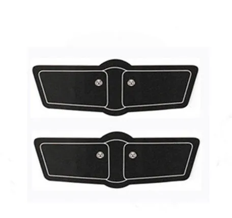 Black smart EMS abdominal muscle toning patch with push-button control and six modes for core strengthening