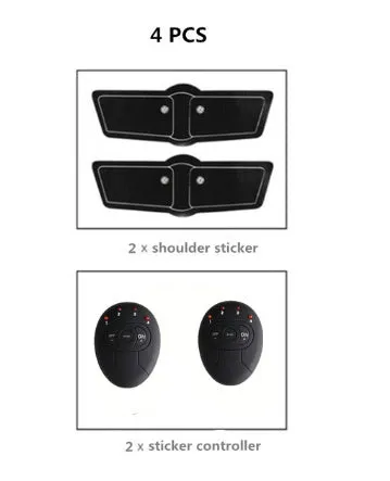 Black smart EMS abdominal muscle toning patch with push-button control and six modes for core strengthening