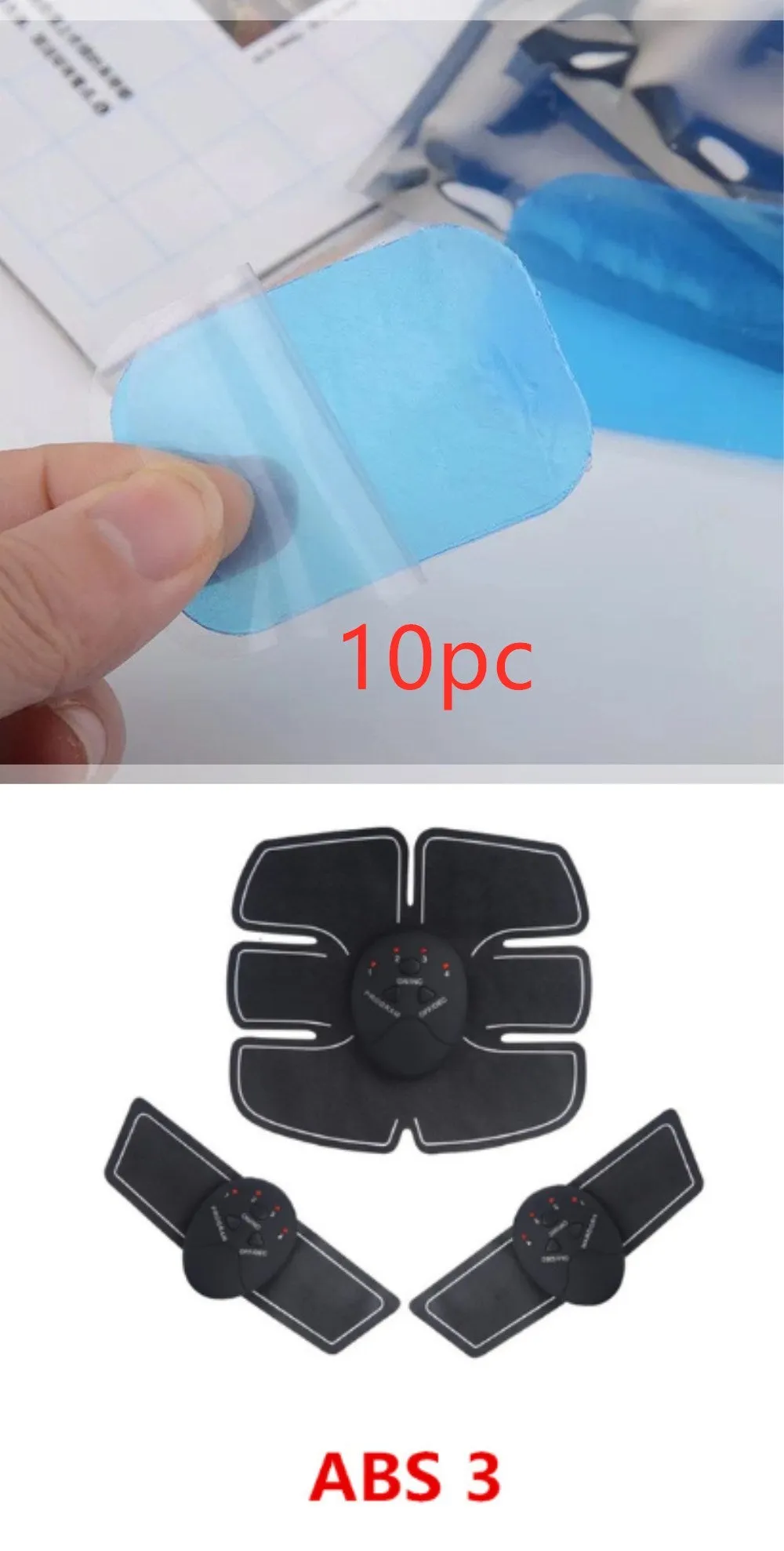 Black smart EMS abdominal muscle toning patch with push-button control and six modes for core strengthening