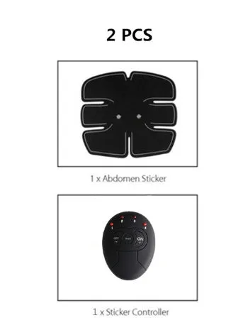 Black smart EMS abdominal muscle toning patch with push-button control and six modes for core strengthening