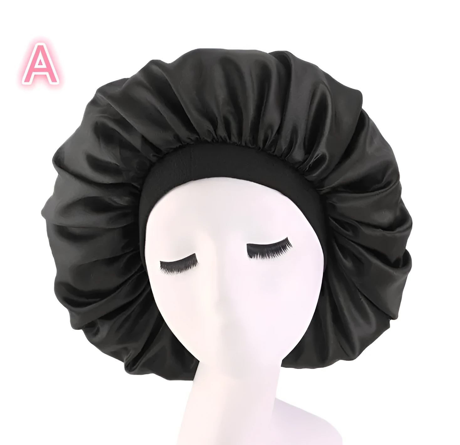 Beauty print satin silk bonnet sleep cap with elastic edge, available in multiple colours