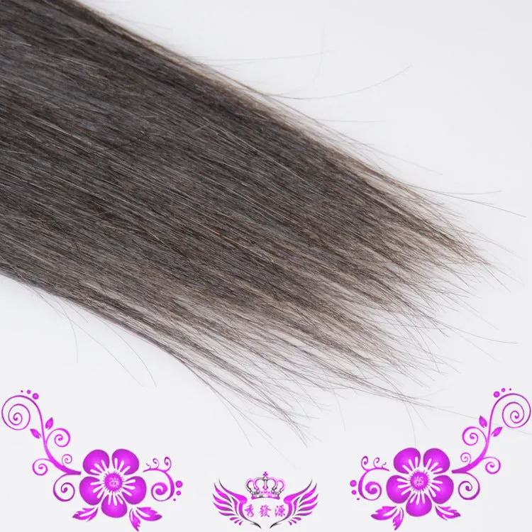 Real human hair hair piece in natural colour on a soft silk base, 12-30 inch length available for volume and length enhancement.