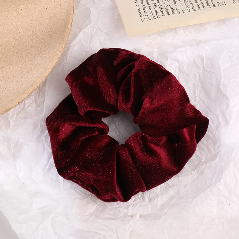 Flannel cloth hair tie for women – soft ponytail hair rope in multiple colour options including army green, black, camel, and wine red