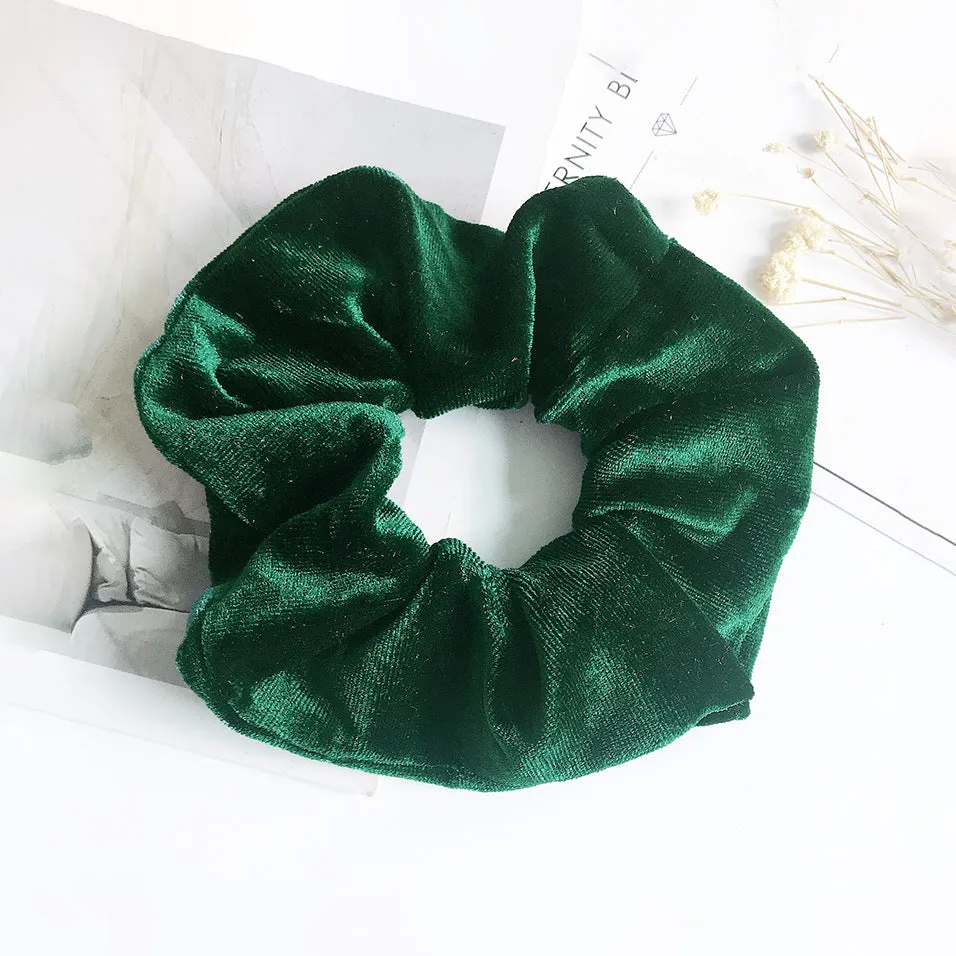 Flannel cloth hair tie for women – soft ponytail hair rope in multiple colour options including army green, black, camel, and wine red