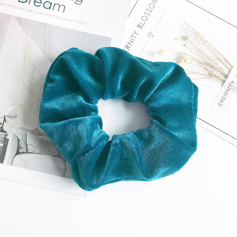 Flannel cloth hair tie for women – soft ponytail hair rope in multiple colour options including army green, black, camel, and wine red