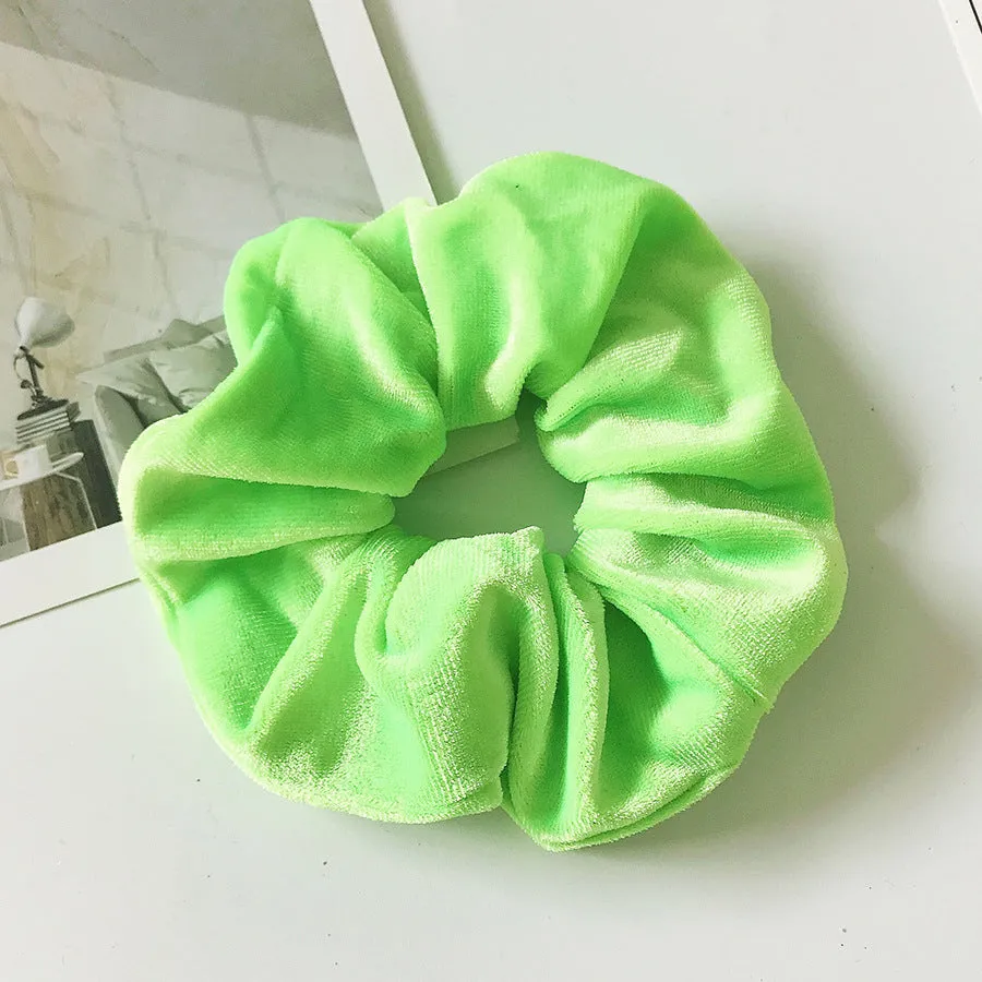 Flannel cloth hair tie for women – soft ponytail hair rope in multiple colour options including army green, black, camel, and wine red