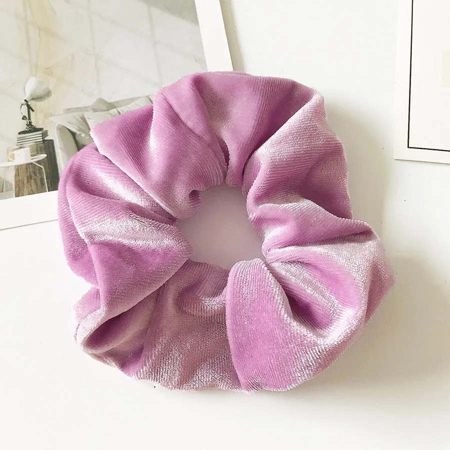 Flannel cloth hair tie for women – soft ponytail hair rope in multiple colour options including army green, black, camel, and wine red