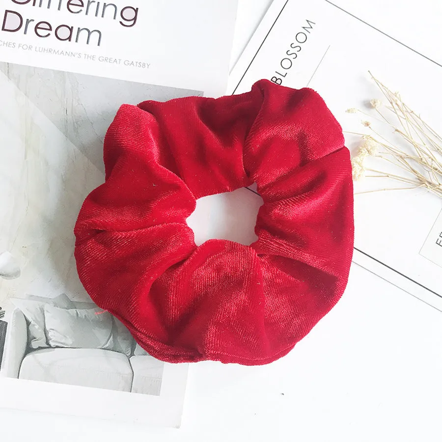 Flannel cloth hair tie for women – soft ponytail hair rope in multiple colour options including army green, black, camel, and wine red