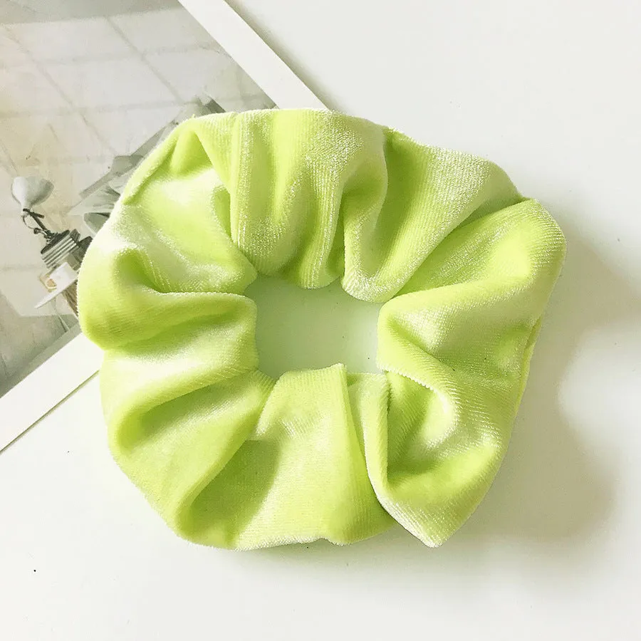 Flannel cloth hair tie for women – soft ponytail hair rope in multiple colour options including army green, black, camel, and wine red