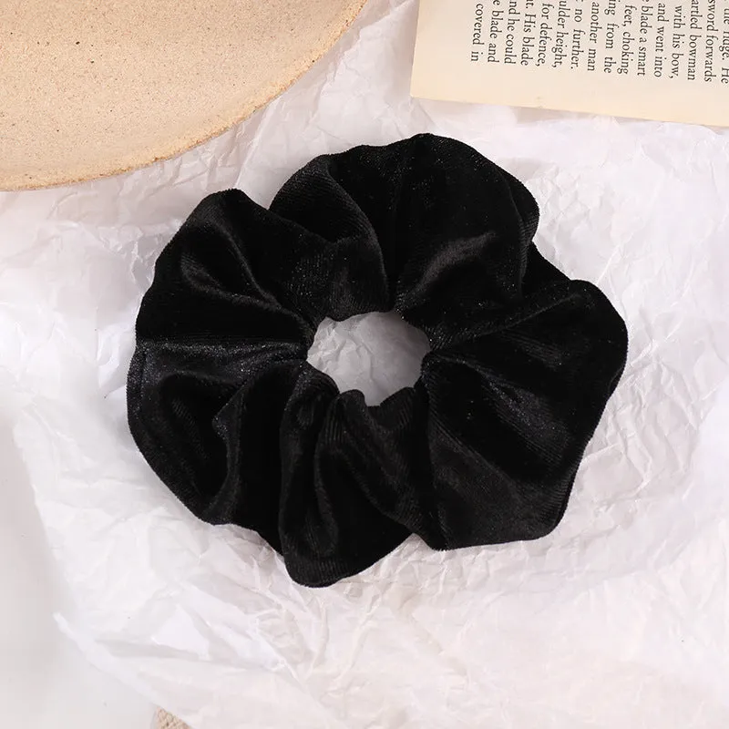 Flannel cloth hair tie for women – soft ponytail hair rope in multiple colour options including army green, black, camel, and wine red