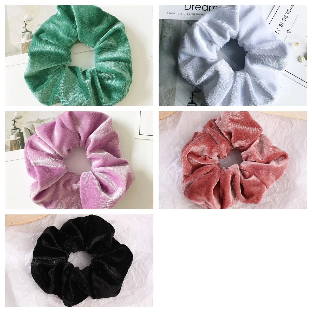 Flannel cloth hair tie for women – soft ponytail hair rope in multiple colour options including army green, black, camel, and wine red