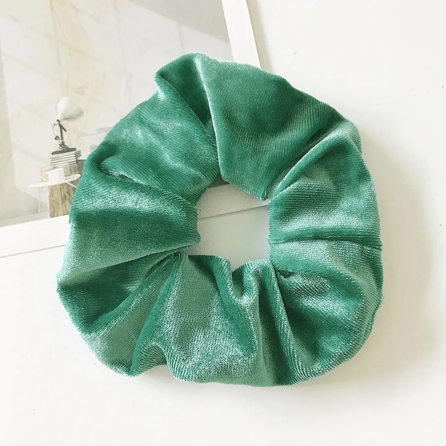 Flannel cloth hair tie for women – soft ponytail hair rope in multiple colour options including army green, black, camel, and wine red