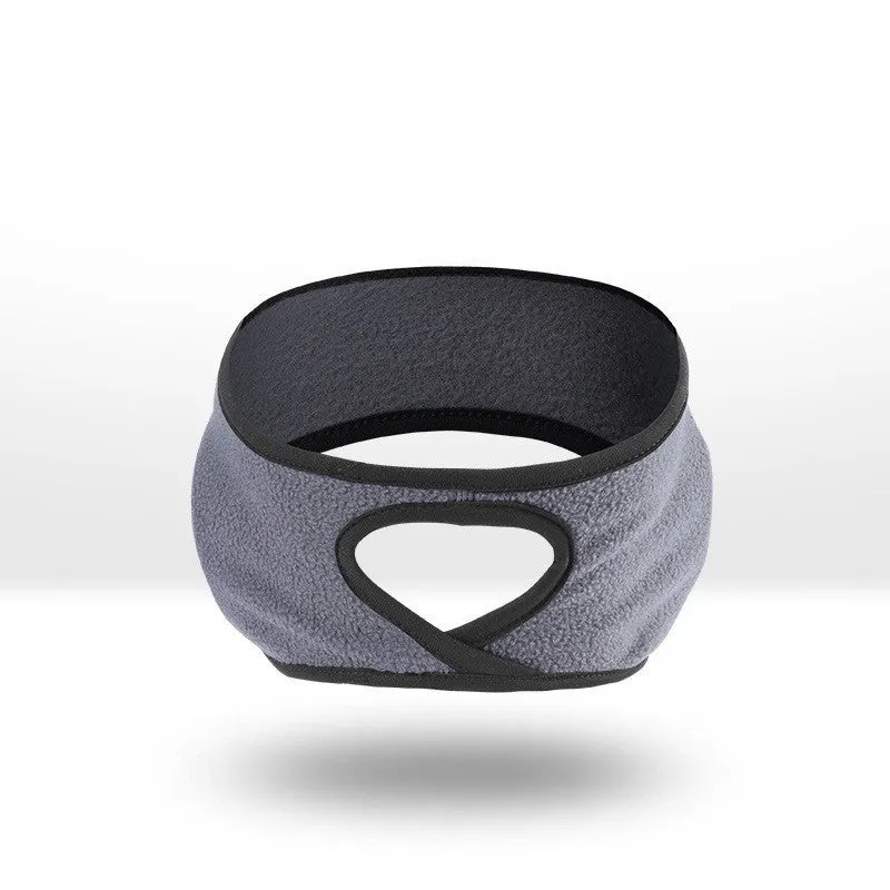 Fleece lined sports headband with ponytail opening, contour fit, one size, available in black