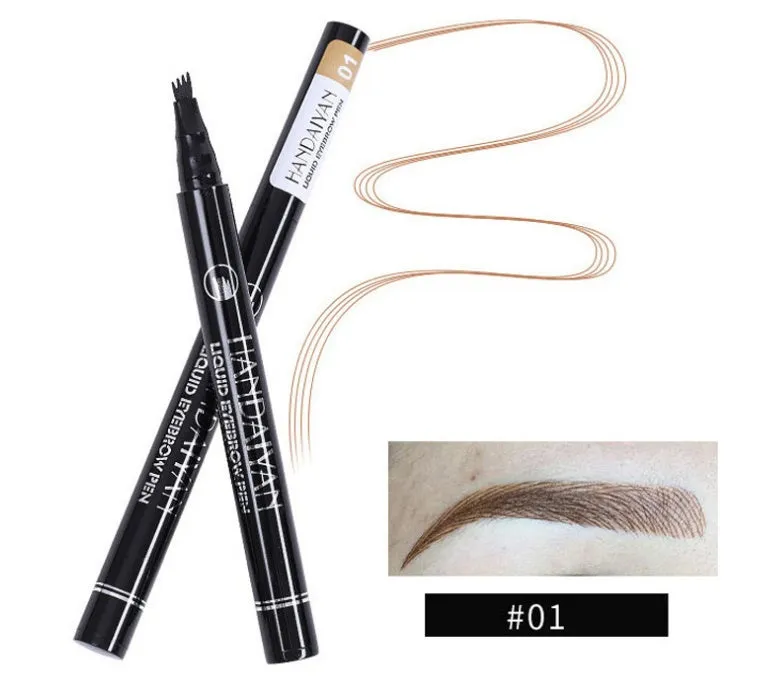 Microblading eyebrow pencil with waterproof fork tip in five colour options for natural brows