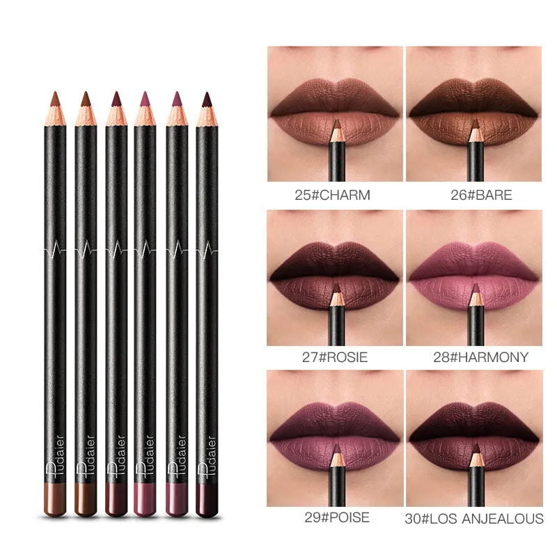 36-color waterproof non-smudge nude lip liner set with honey and beeswax ingredients