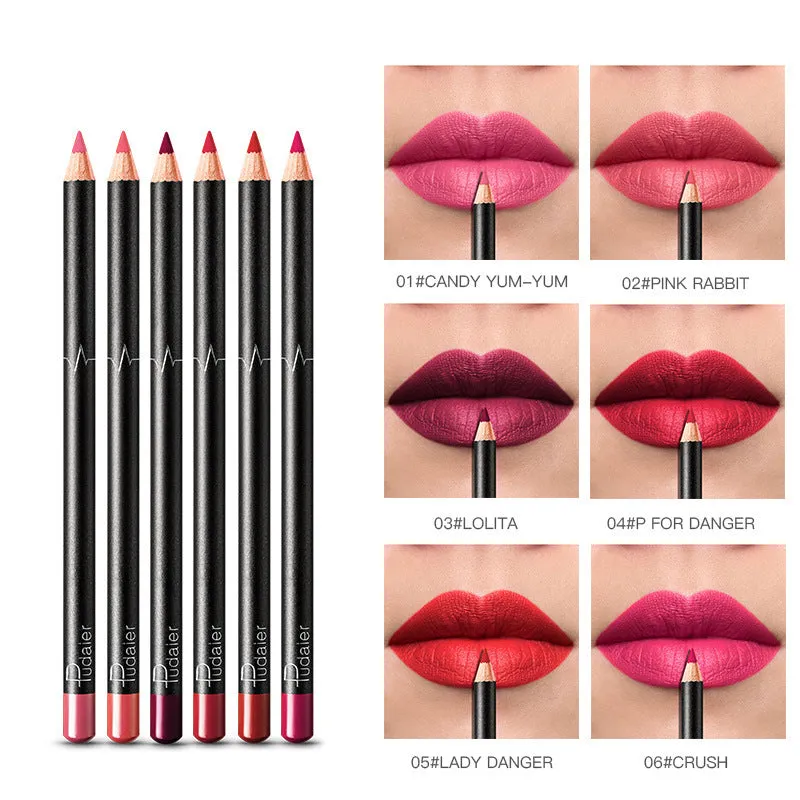 36-color waterproof non-smudge nude lip liner set with honey and beeswax ingredients