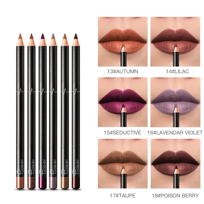 36-color waterproof non-smudge nude lip liner set with honey and beeswax ingredients