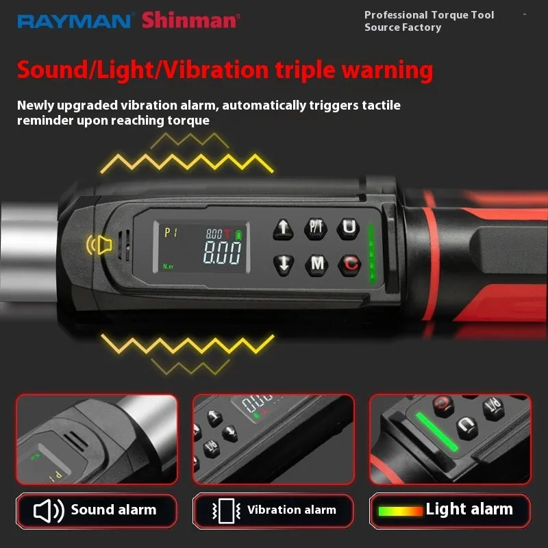 Electronic digital display torque wrench with LCD screen and chrome-vanadium steel construction