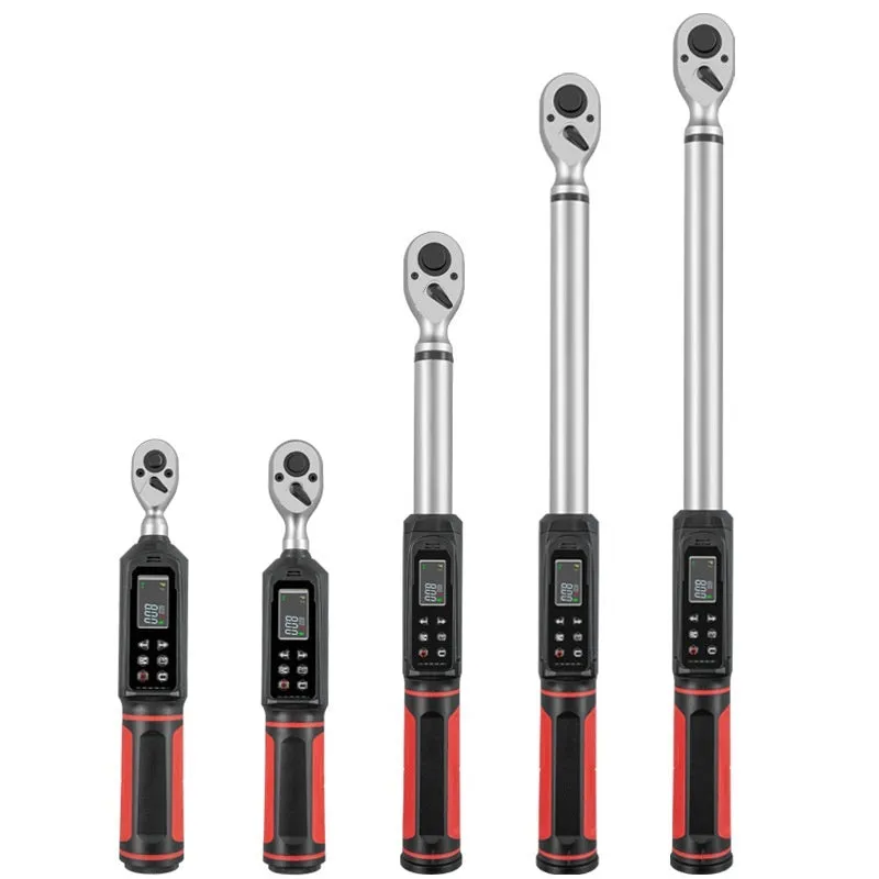 Electronic digital display torque wrench with LCD screen and chrome-vanadium steel construction