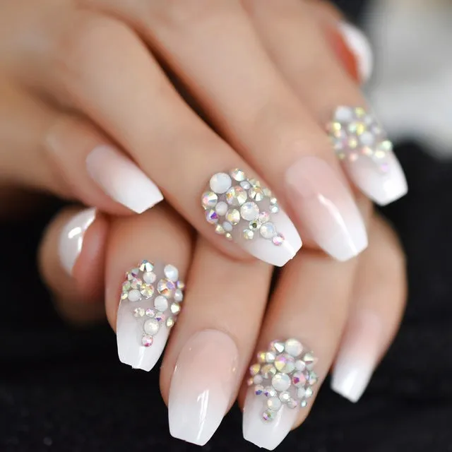 Metal false nails for women square short medium length colour L5015 with metallic finish