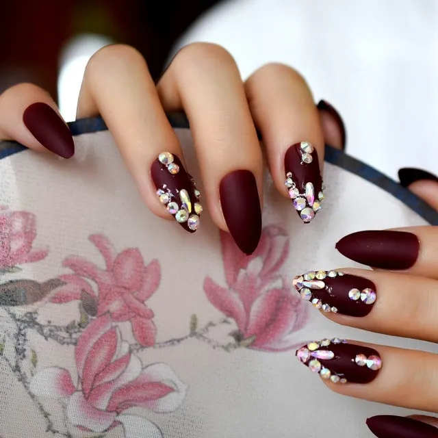 Metal false nails for women square short medium length colour L5015 with metallic finish