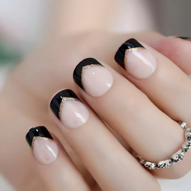Metal false nails for women square short medium length colour L5015 with metallic finish