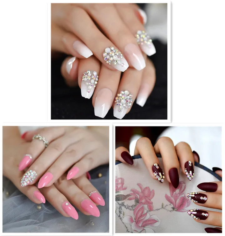Metal false nails for women square short medium length colour L5015 with metallic finish