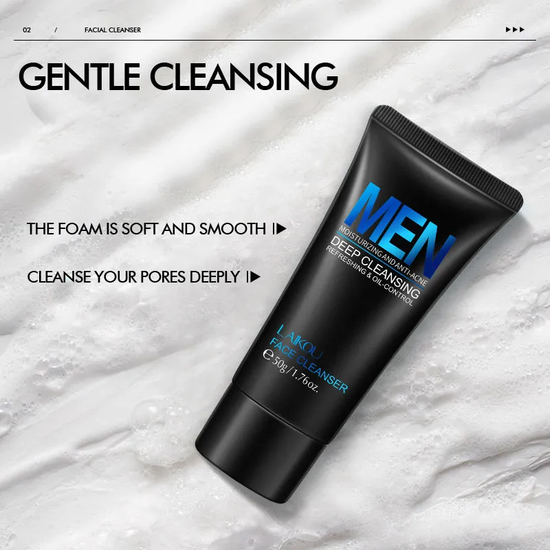 Men's foaming facial scrub cleanser 50g tube with moisturising formula