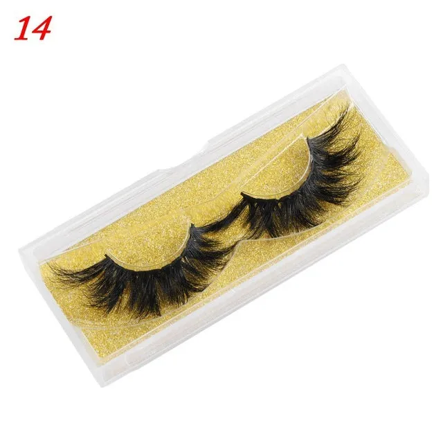 25mm wispy mink eyelashes with 5D handmade black hair and plastic cotton stalk