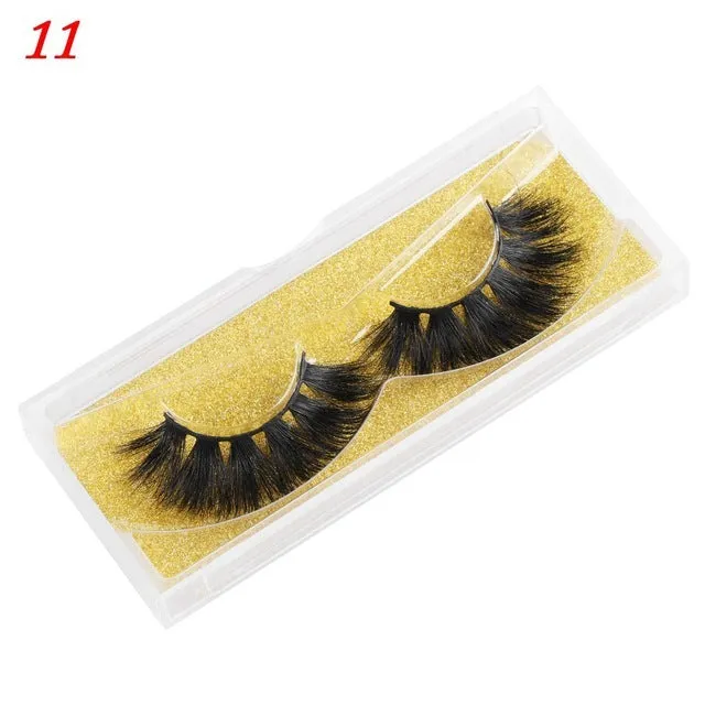 25mm wispy mink eyelashes with 5D handmade black hair and plastic cotton stalk