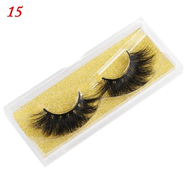 25mm wispy mink eyelashes with 5D handmade black hair and plastic cotton stalk