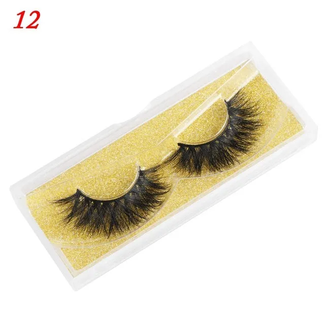 25mm wispy mink eyelashes with 5D handmade black hair and plastic cotton stalk