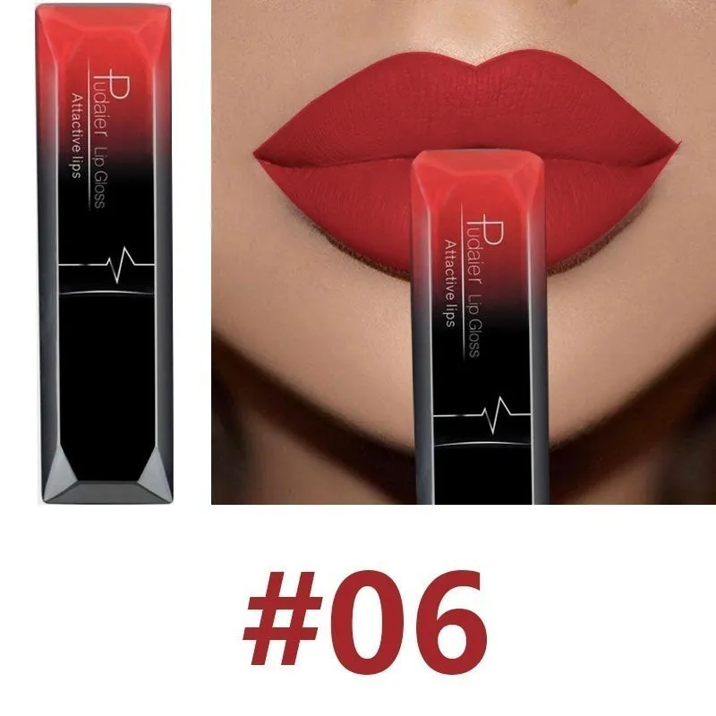 Matte long-lasting waterproof lip gloss tube with 8ml capacity and 17 colour options