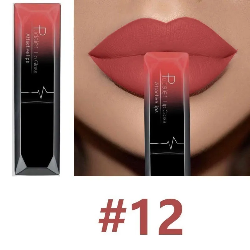 Matte long-lasting waterproof lip gloss tube with 8ml capacity and 17 colour options