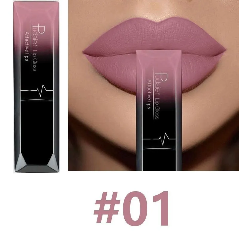 Matte long-lasting waterproof lip gloss tube with 8ml capacity and 17 colour options