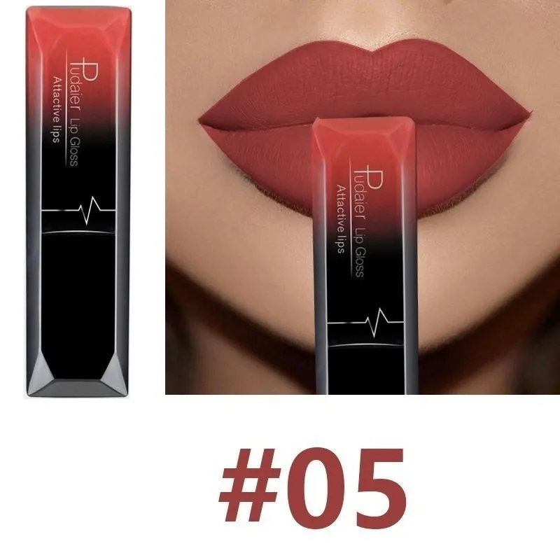 Matte long-lasting waterproof lip gloss tube with 8ml capacity and 17 colour options