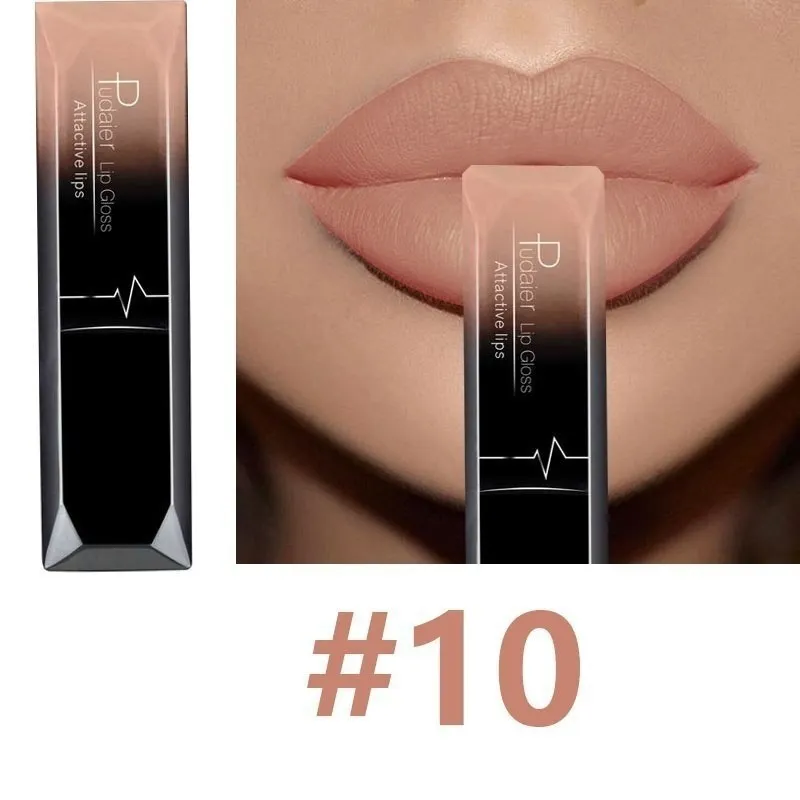 Matte long-lasting waterproof lip gloss tube with 8ml capacity and 17 colour options