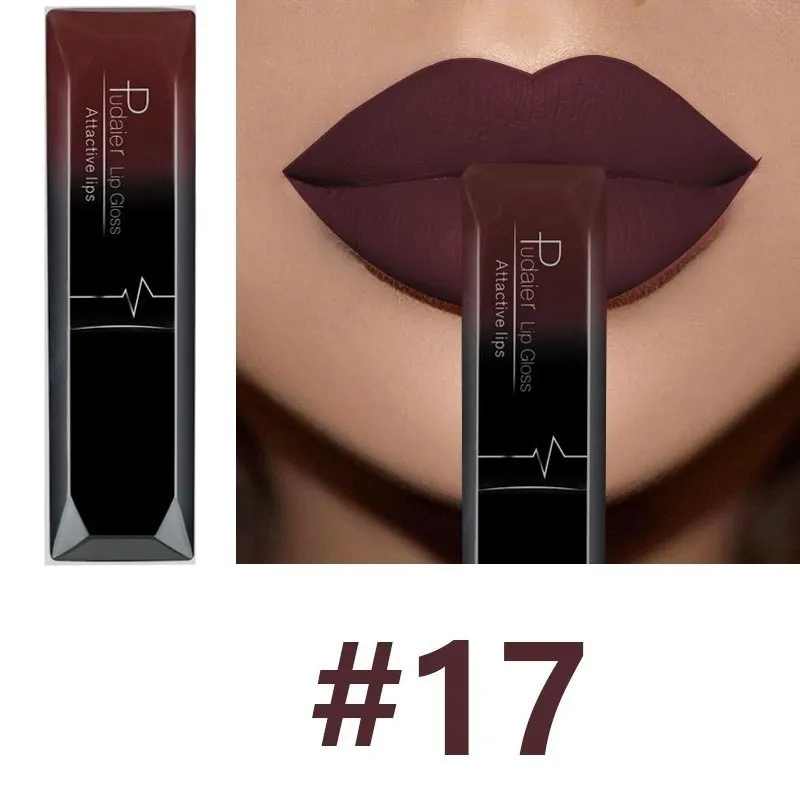 Matte long-lasting waterproof lip gloss tube with 8ml capacity and 17 colour options