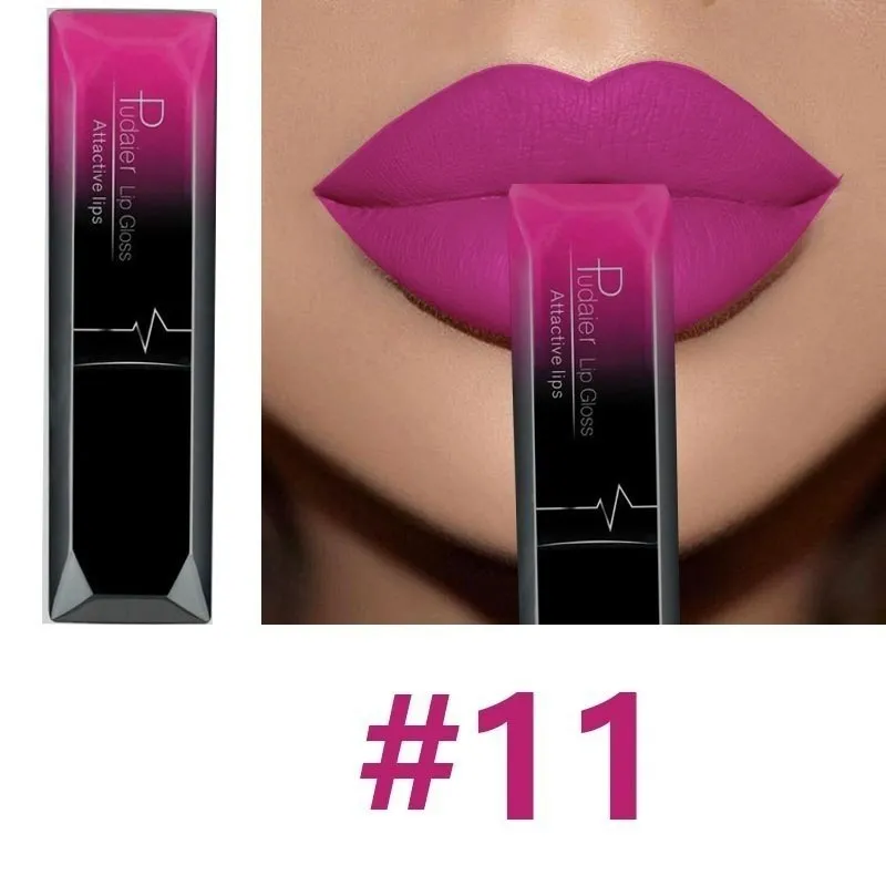 Matte long-lasting waterproof lip gloss tube with 8ml capacity and 17 colour options