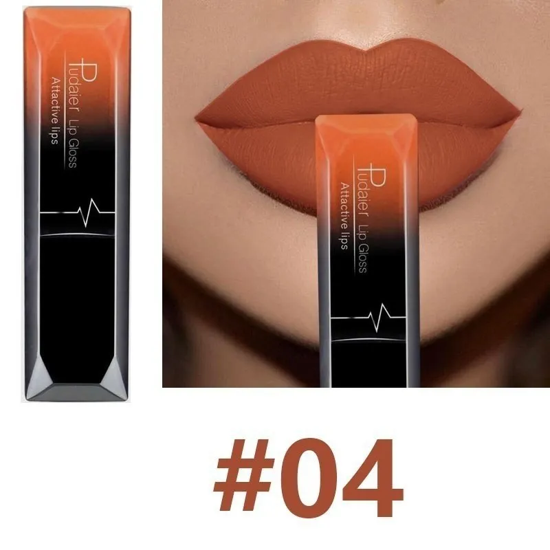 Matte long-lasting waterproof lip gloss tube with 8ml capacity and 17 colour options