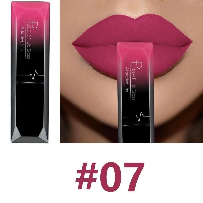 Matte long-lasting waterproof lip gloss tube with 8ml capacity and 17 colour options