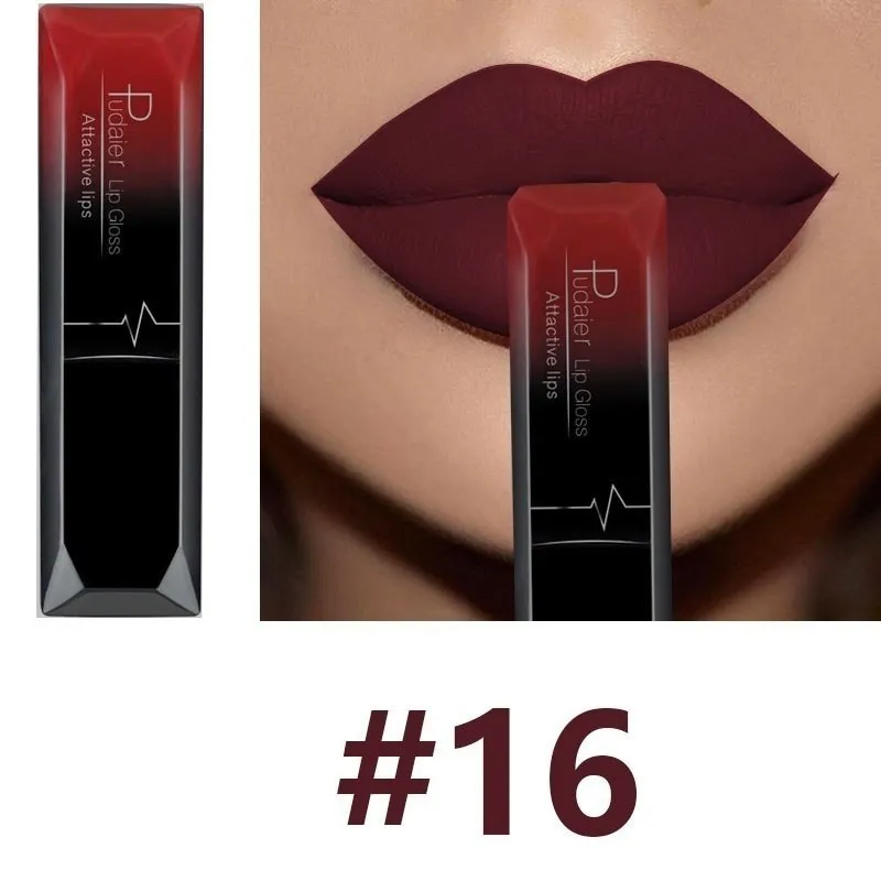 Matte long-lasting waterproof lip gloss tube with 8ml capacity and 17 colour options