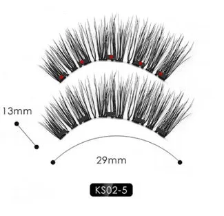 Magnetic liquid eyeliner and 5 pairs of magnetic false eyelashes set with tweezer and case, handmade faux mink, 5 magnets each