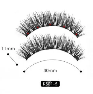 Magnetic liquid eyeliner and 5 pairs of magnetic false eyelashes set with tweezer and case, handmade faux mink, 5 magnets each