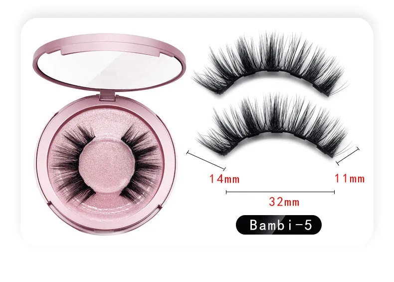 Magnetic liquid eyeliner and 5 pairs of magnetic false eyelashes set with tweezer and case, handmade faux mink, 5 magnets each