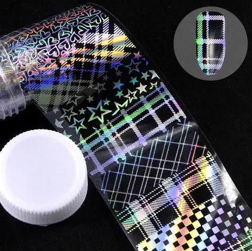 Roll of starry nail sticker paper, 1 metre long and 4 cm wide, with foil star patterns for nail art