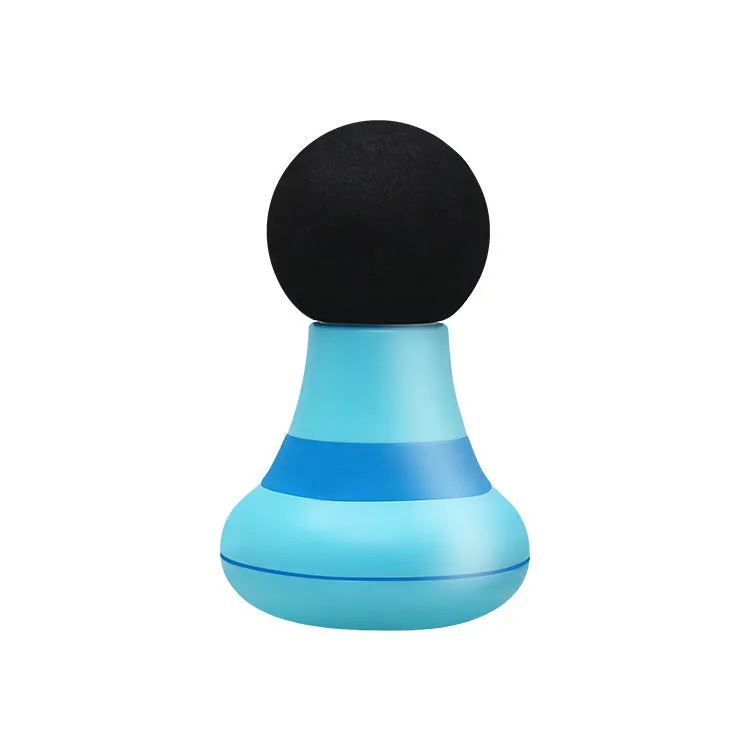Mini pocket electric fascia massage gun in blue with cushioning head for deep muscle relief