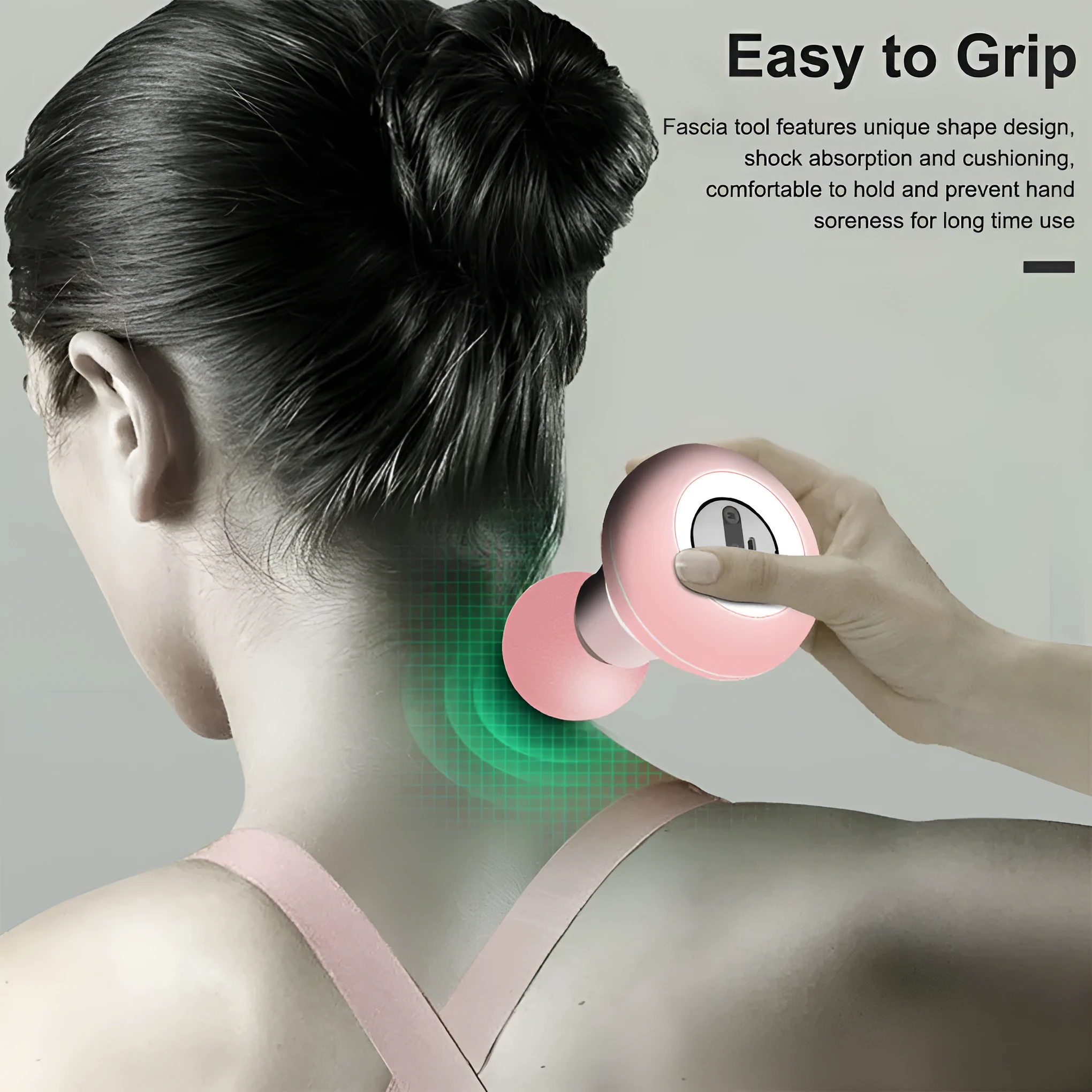 Mini pocket electric fascia massage gun in blue with cushioning head for deep muscle relief
