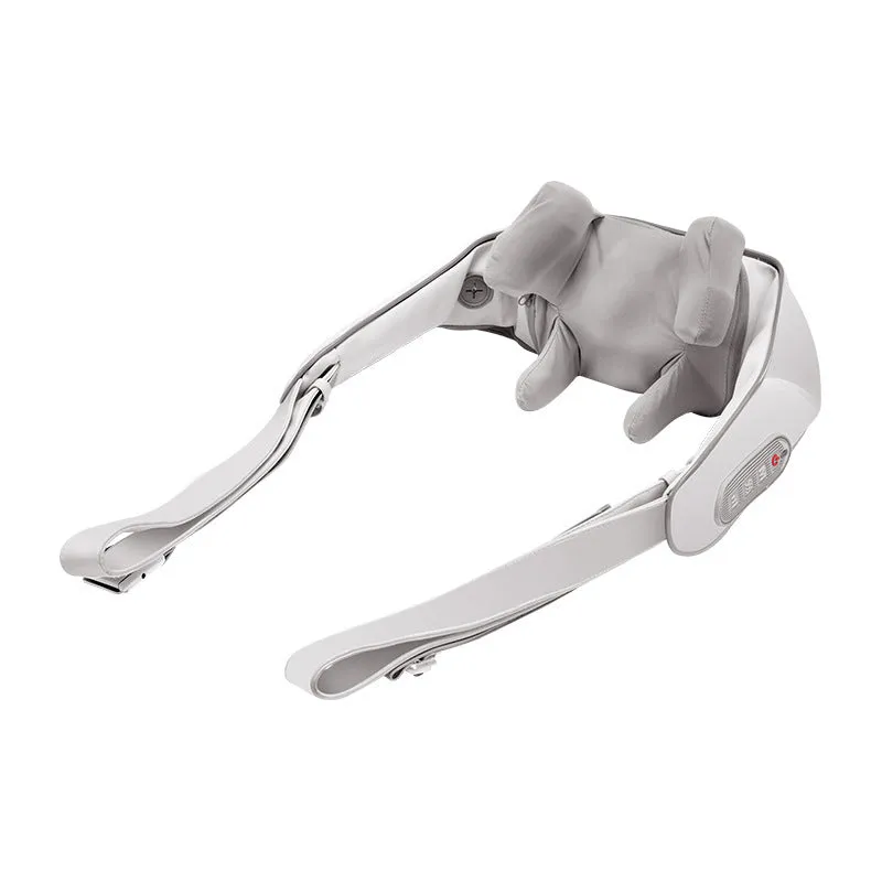 Beige electric clip kneading shoulder and neck massager with half PU leather cover